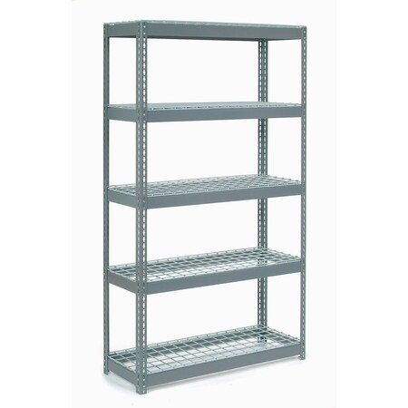 Global Industrial 5 Shelf, Extra HD Boltless Shelving, Starter, 48inW x 24inD x 96inH, Wire Deck B2296823